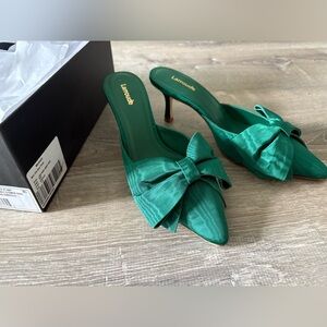 Larroudé Emerald Green Mini Elle Pumps